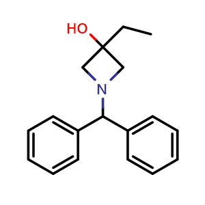 Chemical structure of 1-Benzhydryl-3-ethyl-azetidin-3-ol , CAS 147293-65-0, AChemBlock U103271