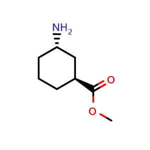 Chemical structure of Methyl (1S,3S)-3-aminocyclohexanecarboxylate , CAS 1461869-65-7, AChemBlock U103292