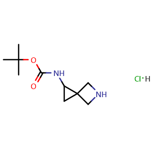 Chemical structure of Tert-butyl N-(5-azaspiro[2.3]hexan-2-yl)carbamate; hydrochloride , CAS 2702615-19-6, AChemBlock U103293