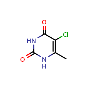 Chemical structure of 5-Chloro-6-methyl-1H-pyrimidine-2,4-dione , CAS 16018-87-4, AChemBlock U103312
