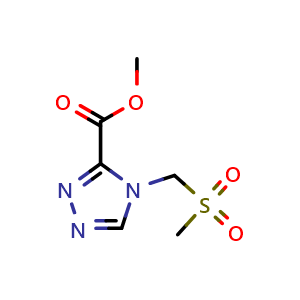 Chemical structure of Methyl 4-((methylsulfonyl)methyl)-4H-1,2,4-triazole-3-carboxylate , CAS 2665660-79-5, AChemBlock U103324