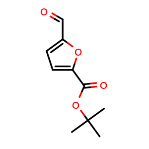 Chemical structure of Tert-butyl 5-formylfuran-2-carboxylate , CAS 889858-13-3, AChemBlock U103327