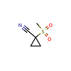 Chemical structure of 1-(Methylsulfonyl)cyclopropanecarbonitrile , CAS 1249044-16-3, AChemBlock U103332