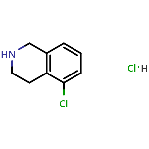 Chemical structure of 5-Chloro-1,2,3,4-tetrahydroisoquinoline hydrochloride , CAS 799274-05-8, AChemBlock U103344