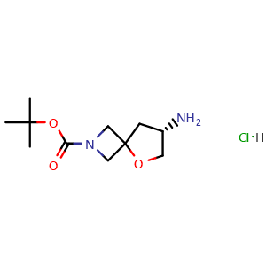 Chemical structure of Tert-butyl (7S)-7-amino-5-oxa-2-azaspiro[3.4]octane-2-carboxylate; hydrochloride , CAS 2640149-78-4, AChemBlock U103360