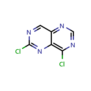 Chemical structure of 2,8-Dichloropyrimido[5,4-d][1,3]diazine , CAS 189747-34-0, AChemBlock U103361