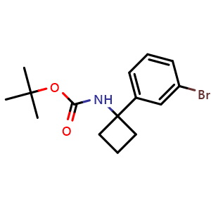 Chemical structure of Tert-butyl N-[1-(3-bromophenyl)cyclobutyl]carbamate , CAS 1245647-81-7, AChemBlock U103368