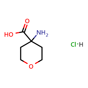 Chemical structure of 4-Aminooxane-4-carboxylic acid hydrochloride , CAS 217299-03-1, AChemBlock U103376
