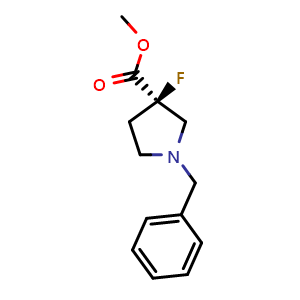 Chemical structure of Methyl (3R)-1-benzyl-3-fluoro-pyrrolidine-3-carboxylate , CAS 1438852-68-6, AChemBlock U103385