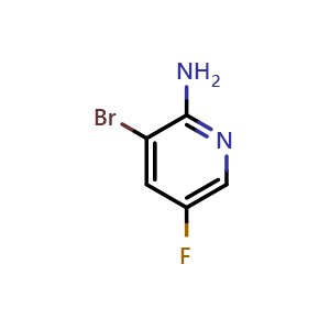 Chemical structure of 3-Bromo-5-fluoro-pyridin-2-amine , CAS 869557-43-7, AChemBlock U103461
