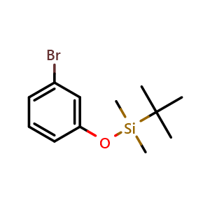 Chemical structure of 1-Bromo-3-(tert-butyldimethylsiloxy)benzene , CAS 65423-56-5, AChemBlock U103471