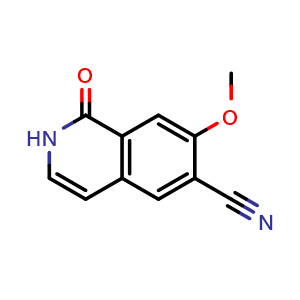 Chemical structure of 7-Methoxy-1-oxo-2H-isoquinoline-6-carbonitrile , CAS 2350323-59-8, AChemBlock U103505