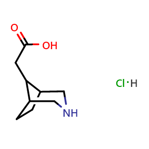 Chemical structure of 2-(3-Azabicyclo[3.2.1]octan-8-yl)acetic acid; hydrochloride , CAS 2702358-35-6, AChemBlock U103509
