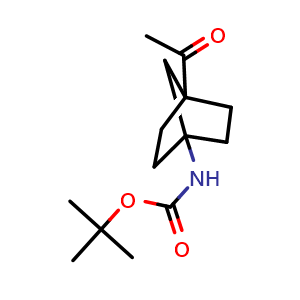 Chemical structure of Tert-butyl N-(4-acetylnorbornan-1-yl)carbamate , CAS 2423978-43-0, AChemBlock U103517