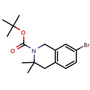 Chemical structure of Tert-butyl 7-bromo-3,3-dimethyl-1,4-dihydroisoquinoline-2-carboxylate , CAS 1338097-16-7, AChemBlock U103519