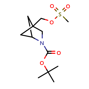 Chemical structure of Tert-butyl 4-(methylsulfonyloxymethyl)-2-azabicyclo[2.1.1]hexane-2-carboxylate , CAS 220598-36-7, AChemBlock U103524