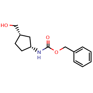 Chemical structure of Benzyl N-[cis-3-(hydroxymethyl)cyclopentyl]carbamate , CAS 1380486-16-7, AChemBlock U103529