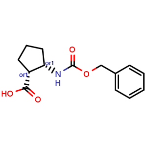 Chemical structure of Cis-2-(benzyloxycarbonylamino)cyclopentanecarboxylic acid , CAS 61935-49-7, AChemBlock U103536