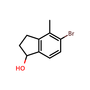 Chemical structure of 5-Bromo-4-methyl-indan-1-ol , CAS 1956331-77-3, AChemBlock U103537