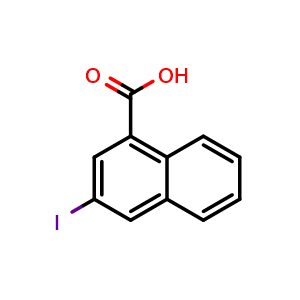 Chemical structure of 3-Iodonaphthalene-1-carboxylic acid , CAS 91059-40-4, AChemBlock U103551