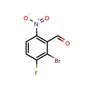 Chemical structure of 2-Bromo-3-fluoro-6-nitro-benzaldehyde , CAS 1805502-03-7, AChemBlock U103564