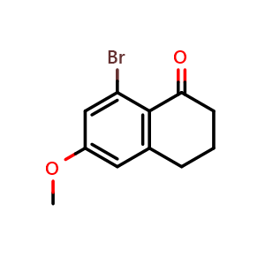 Chemical structure of 8-Bromo-6-methoxy-tetralin-1-one , CAS 1336952-02-3, AChemBlock U103574