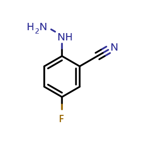 Chemical structure of 5-Fluoro-2-hydrazino-benzonitrile , CAS 1260982-79-3, AChemBlock U103579