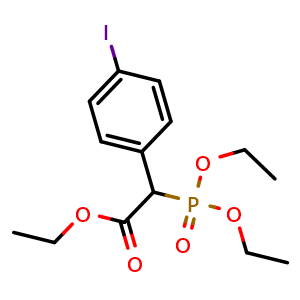 Chemical structure of Ethyl 2-diethoxyphosphoryl-2-(4-iodophenyl)acetate , CAS 152302-87-9, AChemBlock U103580