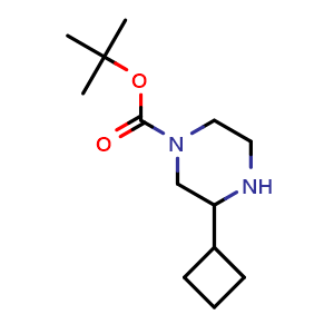 Chemical structure of Tert-butyl 3-cyclobutylpiperazine-1-carboxylate , CAS 886780-01-4, AChemBlock U103596
