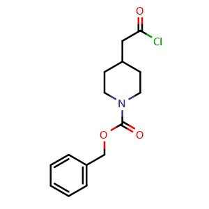 Chemical structure of Benzyl 4-(2-chloro-2-oxo-ethyl)piperidine-1-carboxylate , CAS 63845-29-4, AChemBlock U103606