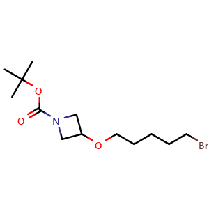 Chemical structure of Tert-butyl 3-(5-bromopentoxy)azetidine-1-carboxylate , CAS 1221715-90-7, AChemBlock U103610
