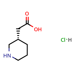 Chemical structure of (S)-2-(Piperidin-3-yl)acetic acid hydrochloride , CAS 1334509-88-4, AChemBlock U103626