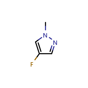 Chemical structure of 4-Fluoro-1-methyl-pyrazole , CAS 69843-14-7, AChemBlock U103628