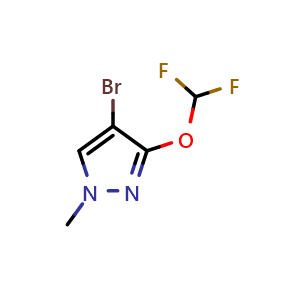 Chemical structure of 4-Bromo-3-(difluoromethoxy)-1-methyl-pyrazole , CAS 2665661-07-2, AChemBlock U103633