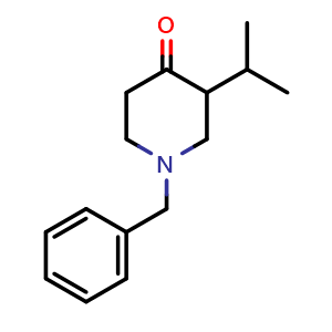 Chemical structure of 1-Benzyl-3-isopropyl-piperidin-4-one , CAS 373604-07-0, AChemBlock U103635