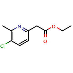 Chemical structure of Ethyl 2-(5-chloro-6-methyl-2-pyridyl)acetate , CAS 1261771-88-3, AChemBlock U103641