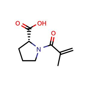 Chemical structure of (2R)-1-(2-methylprop-2-enoyl)pyrrolidine-2-carboxylic acid , CAS 106089-24-1, AChemBlock U103651