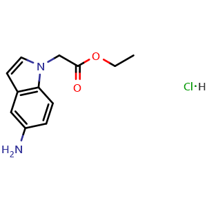 Chemical structure of Ethyl 2-(5-aminoindol-1-yl)acetate; hydrochloride , CAS 1221722-73-1, AChemBlock U103674
