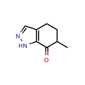 Chemical structure of 6-Methyl-1,4,5,6-tetrahydroindazol-7-one , CAS 1547031-16-2, AChemBlock U103676