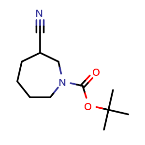 Chemical structure of Tert-butyl 3-cyanoazepane-1-carboxylate , CAS 1784386-41-9, AChemBlock U103699