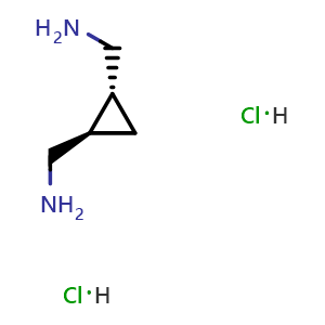 Chemical structure of [Trans-2-(aminomethyl)cyclopropyl]methanamine; dihydrochloride , CAS 217093-89-5, AChemBlock U103723