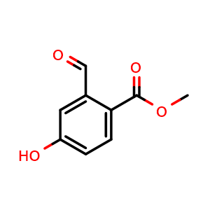 Chemical structure of Methyl 2-formyl-4-hydroxy-benzoate , CAS 1701806-37-2, AChemBlock U103726