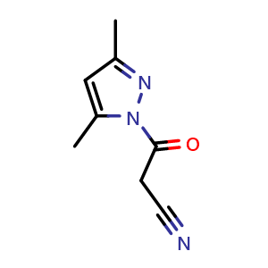 Chemical structure of 3-(3,5-Dimethylpyrazol-1-yl)-3-oxo-propanenitrile , CAS 36140-83-7, AChemBlock U103751