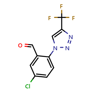 Chemical structure of 5-Chloro-2-[4-(trifluoromethyl)triazol-1-yl]benzaldehyde , CAS 1802602-59-0, AChemBlock U103762