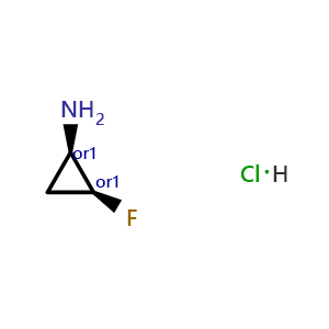 Chemical structure of Cis-2-fluorocyclopropanamine; hydrochloride , CAS 114152-95-3, AChemBlock U103767