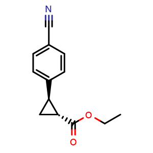 Chemical structure of Ethyl trans-2-(4-cyanophenyl)cyclopropanecarboxylate , CAS 132145-60-9, AChemBlock U103775