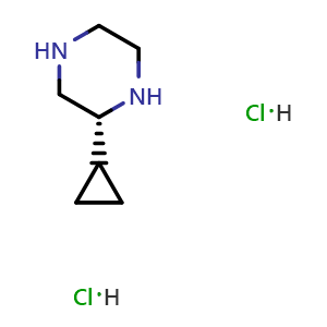 Chemical structure of (R)-2-Cyclopropylpiperazine dihydrochloride , CAS 2097073-20-4, AChemBlock U103785