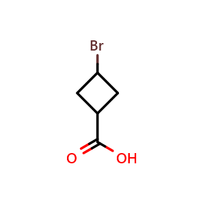 Chemical structure of 3-Bromocyclobutanecarboxylic acid , CAS 1378752-12-5, AChemBlock U103796
