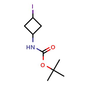 Chemical structure of Tert-butyl N-(3-iodocyclobutyl)carbamate , CAS 1824239-57-7, AChemBlock U103797