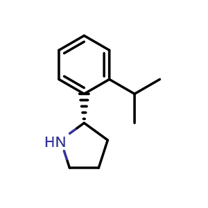 Chemical structure of (2S)-2-[2-(propan-2-yl)phenyl]pyrrolidine , CAS 1212895-72-1, AChemBlock U103812